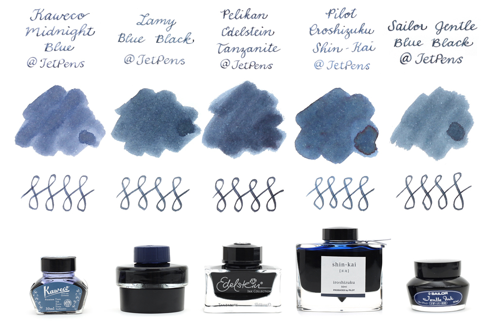 Blue Black Fountain Pen Ink Comparison