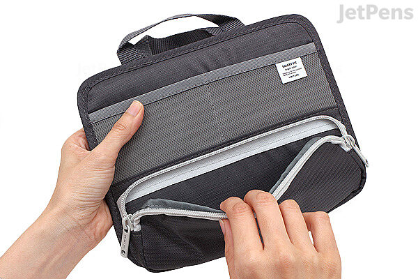 Lihit Lab Smart Fit Stand Pocket Bag in Bag - A6 - Black (Gray) | JetPens