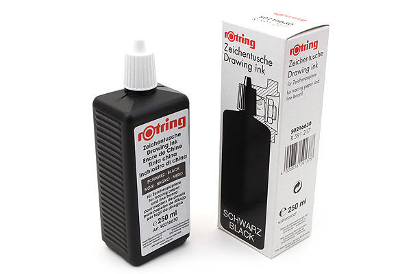 Rotring Black Drawing Ink - 250 ml Bottle - JetPens.com