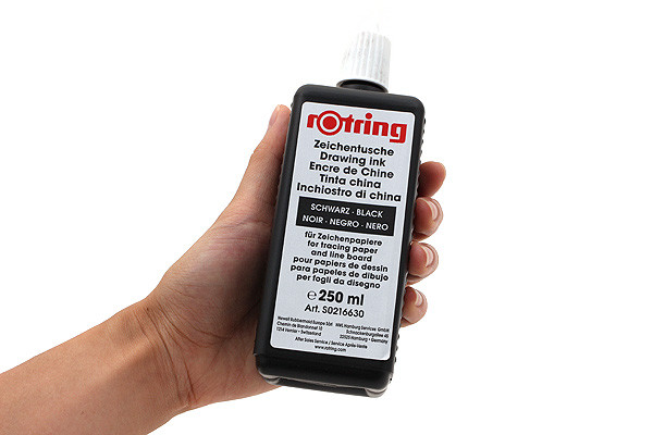 Rotring Black Drawing Ink - 250 ml Bottle - JetPens.com