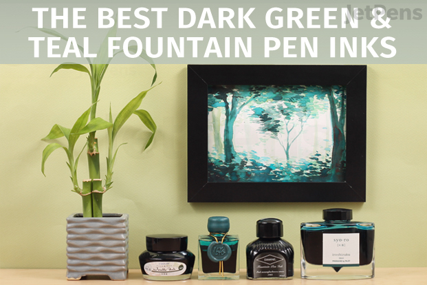 Dark Green and Dark Teal Fountain Pen Ink Comparison