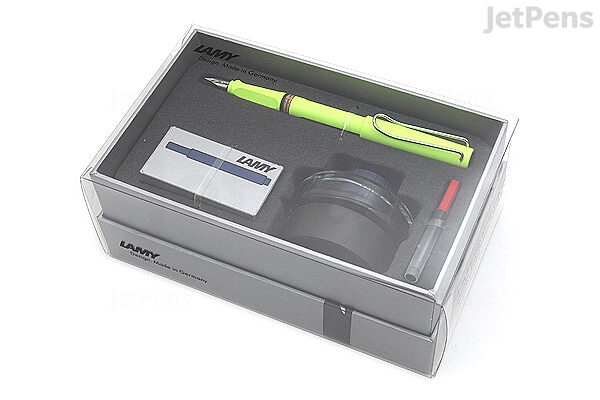 Lamy Safari Fountain Pen Gift Set - Neon Lime - Medium Nib - LAMY L43HS