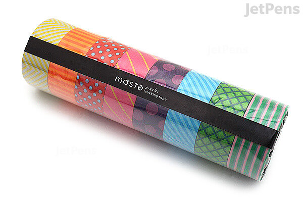 Mark's Mast Washi Tape - Basic Colorfully Colorful - Pattern Mix - Pack of 8