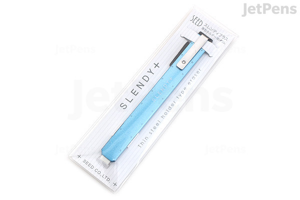 Jetpens Com Seed Slendy Super Slim Knock Eraser Ii Blue Body