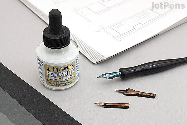Pointed Pen Calligraphy with Dr. Ph Martins Bleed Proof White Ink 