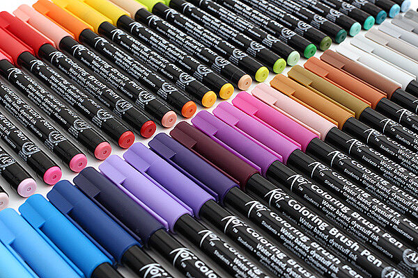 48 Colors Real Brush Pens for Watercolor Painting with Flexible Nylon Brush  Tips, Fine Point Markers for Coloring