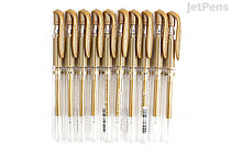 Uni-ball Signo Broad UM-153 Gel Pen - Gold Ink - 10 Pen Bundle - JETPENS UNI UM153.25 BUNDLE