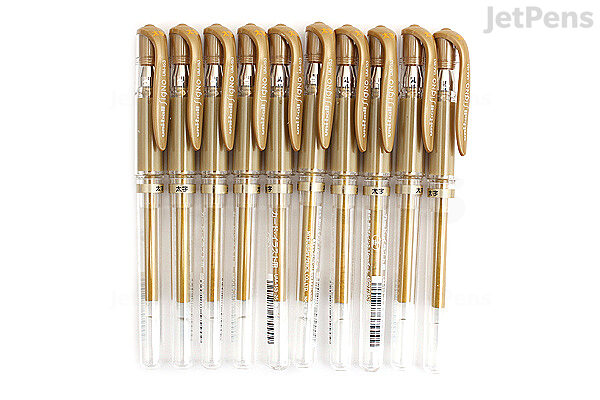  Uni-ball Signo Broad UM-153 Gel Pen - Gold Ink - 10 Pen Bundle