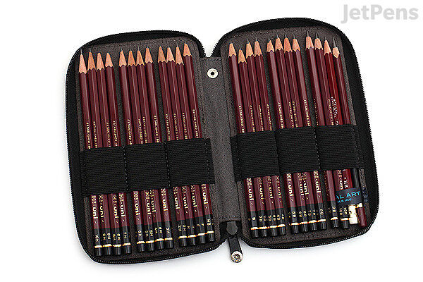 Global Art Canvas Pencil Case Steel Blue 24 Capacity