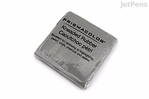 A rectangular, gray Prismacolor kneaded rubber eraser labeled "Prismacolor Kneaded Rubber Eraser Extra Large" in black text on the front. The eraser is wrapped in clear plastic.