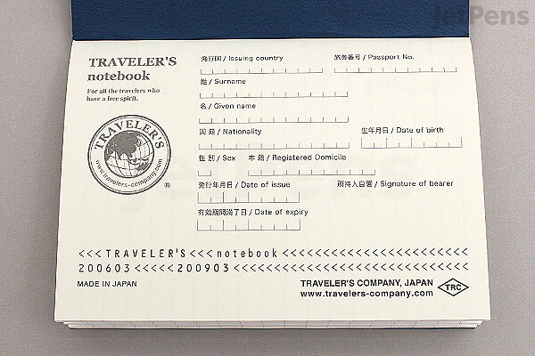 TRAVELER'S COMPANY TRAVELER'S notebook Refill 001 - Passport Size ...