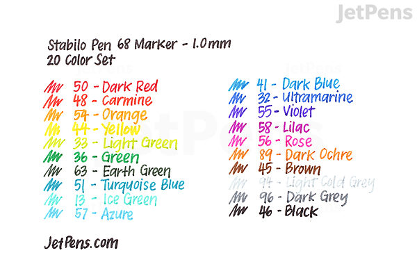 Stabilo Pen 68 Marker - 1.0 mm - Color Set | JetPens
