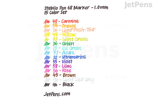 conjunctie leugenaar Invloed Stabilo Pen 68 Marker - 1.0 mm - 15 Color Set | JetPens