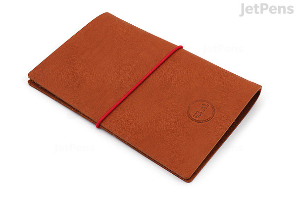 Word Notebooks Leather Notebook Jacket - Chestnut/Red | JetPens