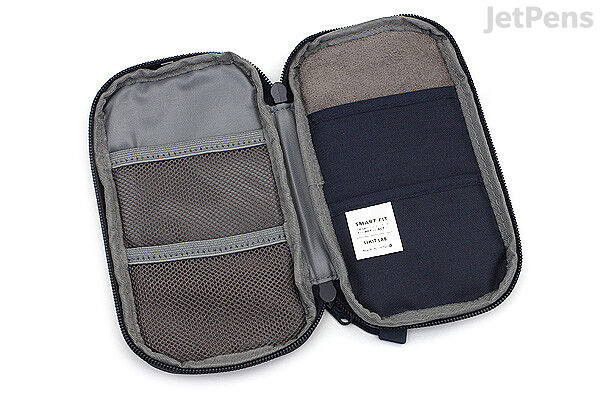 LIHIT LAB Zipper Pen Case, 7.9 × 2 × 4.7 Inches, Jet Black (A7551