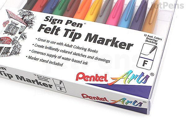 Pentel Sign Pens, Fine Point, 2.0 mm, Black Barrel, Black Ink, Pack Of 12  Pens
