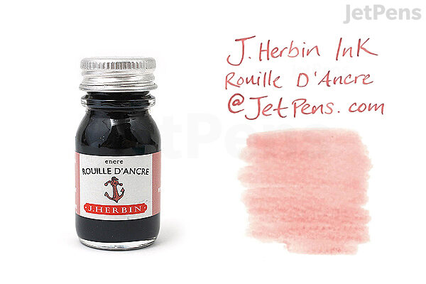 Jacques Herbin - Ref 13058T - Ink for Fountain Pens & Rollerball Pens -  Rouille d\'Ancre - 30ml Bottle with Integrated Pen Rest