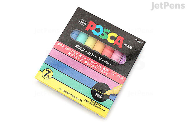 Uni Posca Paint Marker PC-1M - Pastel Color - Extra Fine Point - 7 Color Set