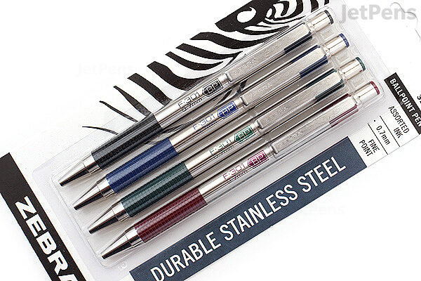 Zebra F 301 Stainless Steel Retractable Ballpoint Pen 0 7 Mm 4 Color Set Jetpens Zebra F 301 Stainless Steel Retractable Ballpoint Pen 0 7 Mm 4 Color Set Jetpens