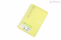 A lime green KOKUYO Campus Smart Ring Binder Notebook in A5 size with 20 rings, shown closed and angled slightly to the left on a white background. The cover features printed text and icons in white and black.