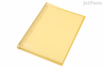 A yellow Maruman Kurufit B5 binder with 26 rings, shown closed and angled slightly to the right on a white background.