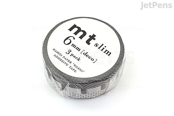 mt Slim Washi Tape - Very Slim Matte Black - 3 mm x 7 m - Set of 3