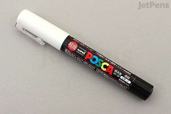  Posca PC-1M Paint Art Marker Pens - Fabric Glass Metal Pen -  Set of Black + White (1 of Each) : Office Products