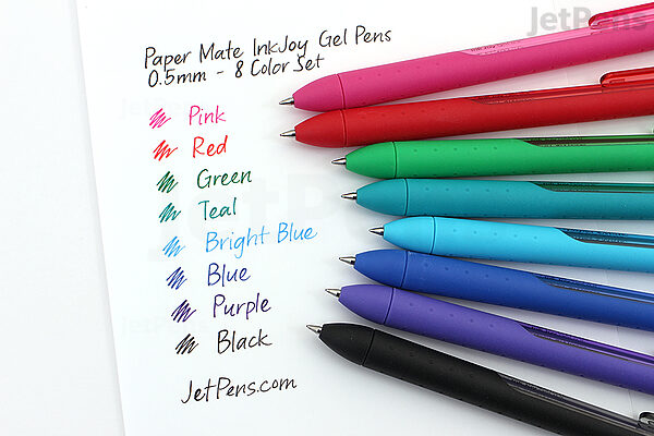 Papermate Gel 8 Color Set Medium Black, Blue, Green, Orange, Pink