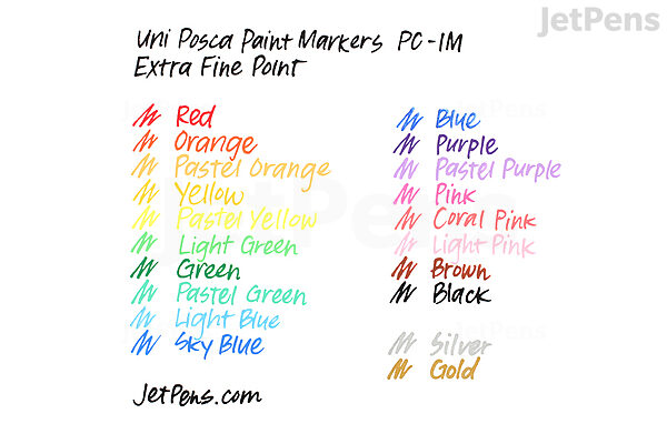 Posca Paint Pens Marker Set - Extra Fine PC-1M - 20 Colors