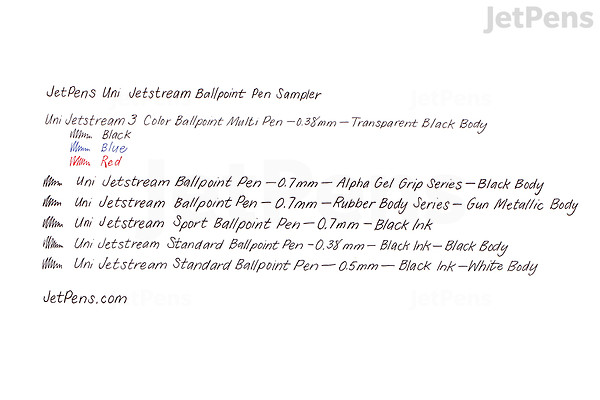 JetPens Uni Jetstream Ballpoint Pen Sampler - Black