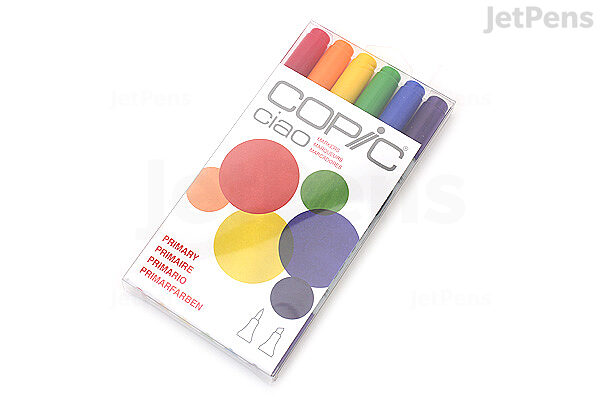Dual Tip Alcohol-Based Markers 6 Primary Colors