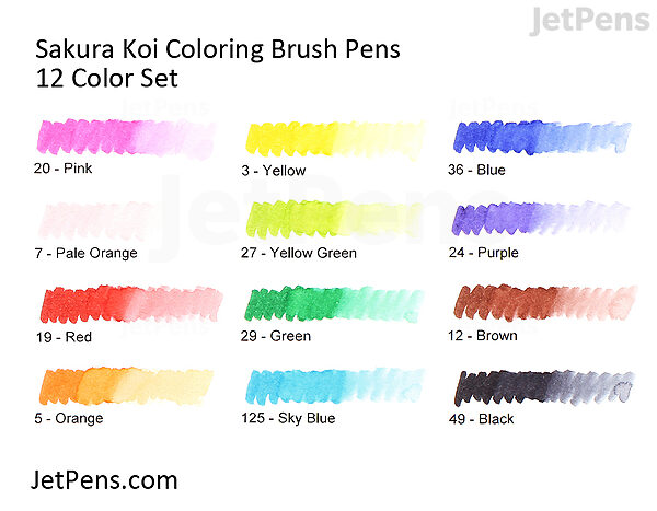 Koi Coloring Brush Pens - Set of 12 - John Neal Books