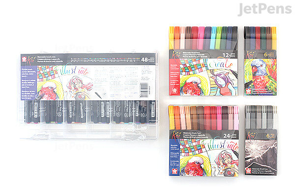 Pretty Barrel 48 Color Pencils Crayons Set for Kids Kawaii