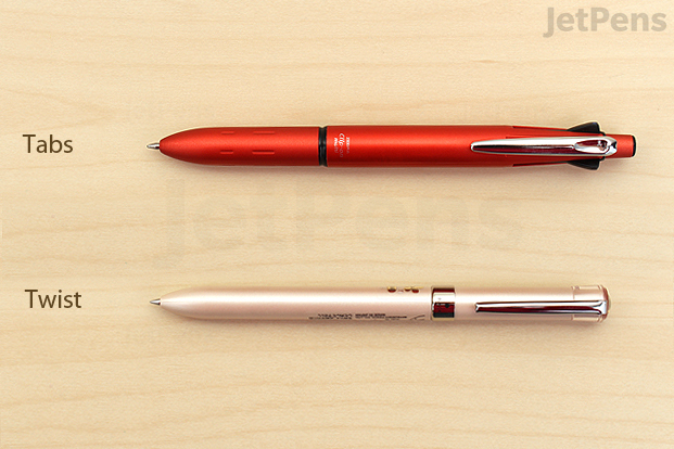 Tabs let you switch refills one-handed, but twist multi pens are more sleek.