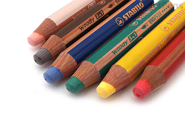 Stabilo Woody 3-in-1 Pencil, Set of 6 Pastel Colors with Sharpener