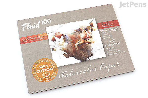 Fluid 100 Watercolor Paper Block - 140 lb. Cold Press 9 x 12