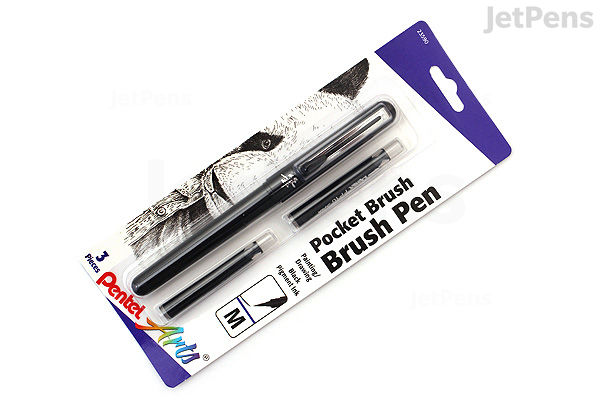 Pentel Pocket Brush Pen GFKP3BPA Black Ink JetPens