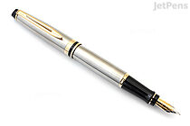 Waterman Expert Fountain Pen - Stainless Steel - Gold Trim - Medium Nib - WATERMAN S0951960