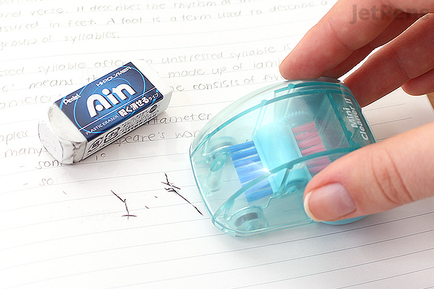 Pentel Dust-gathering Erasers & Midori Eraser Dust Cleaners help you keep your desk tidy.