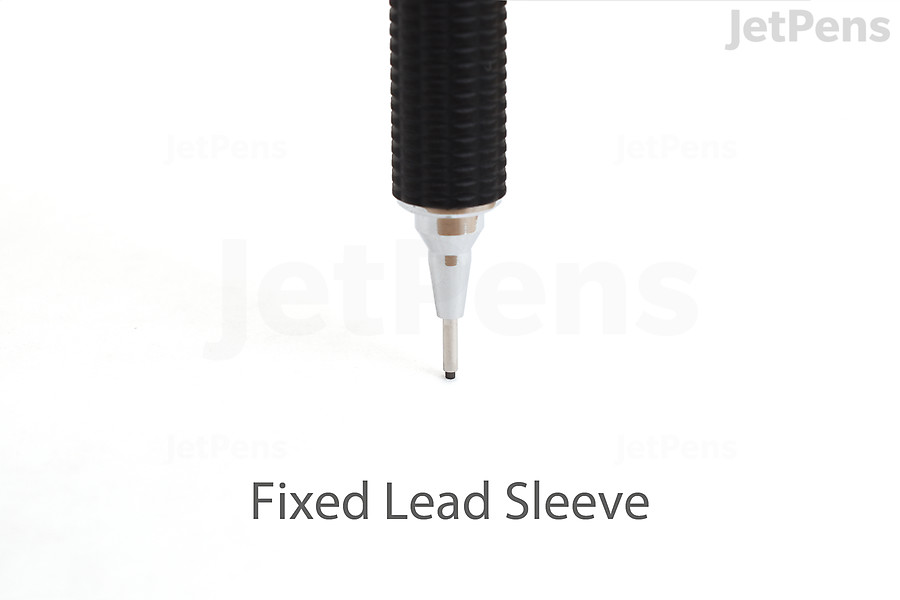 A fixed lead sleeve doesn’t retract back into the pencil’s nose cone, which provides a stable writing experience and a clear view of the paper.