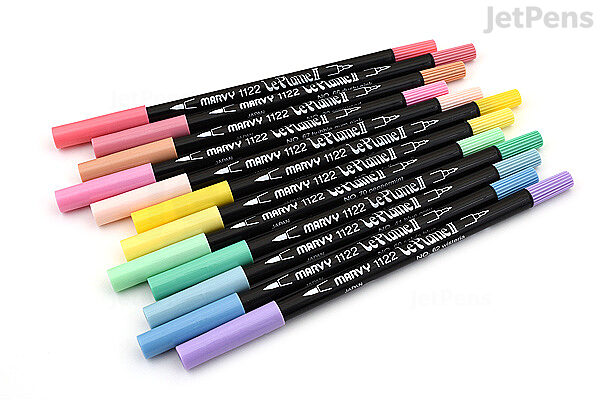 Goederen Koning Lear intellectueel Marvy Le Plume II Double-Sided Watercolor Marker - 12 Color Set - Pastel |  JetPens