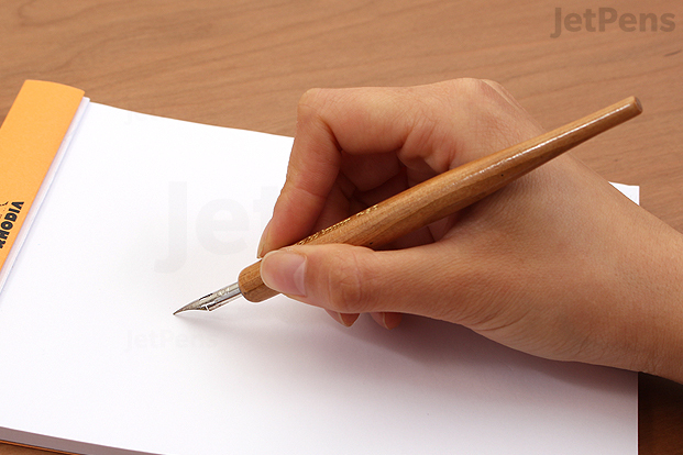 Prevent nibs from stabbing the paper by holding them at a low angle.