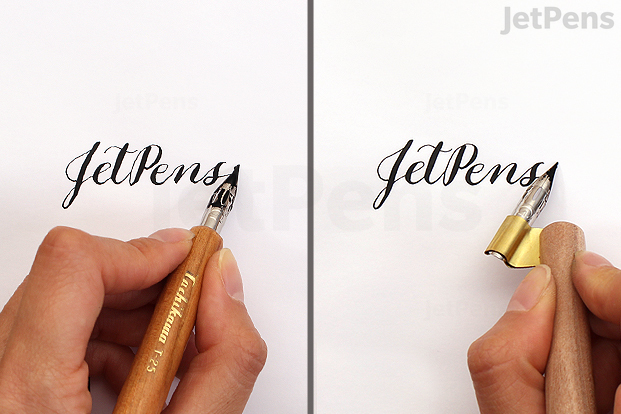 Lefties can achieve steep slants with straight nib holders.