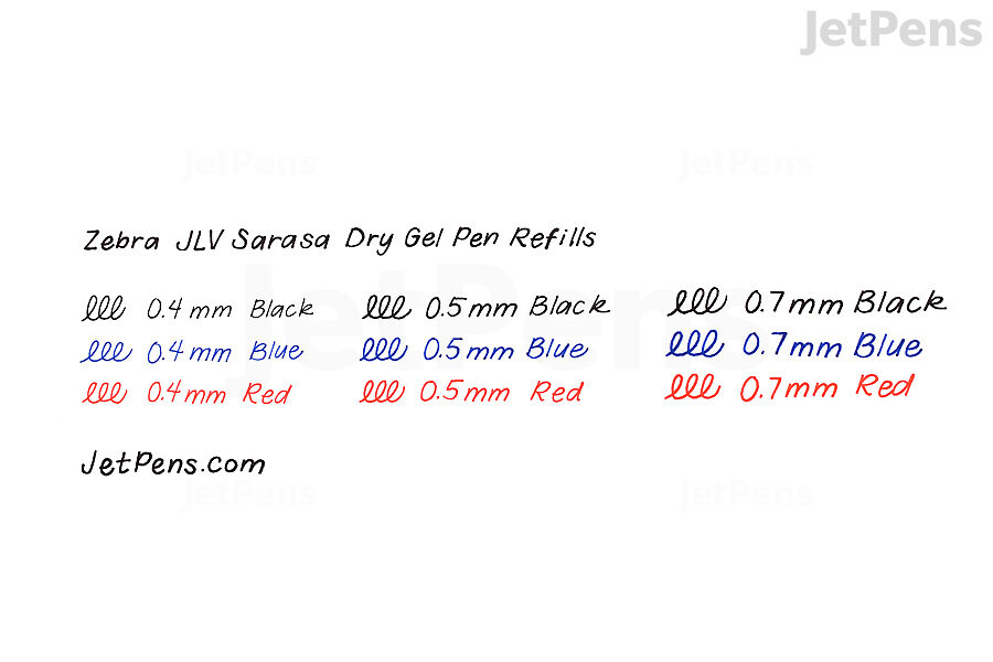  Zebra Sarasa Dry B-RJLV7-BK Gel Ballpoint Pen Refill, 0.7  Core, Black, 10 Pieces : Office Products