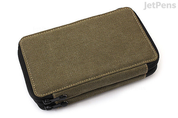 Global Art Canvas Pencil Roll Up Case - Olive