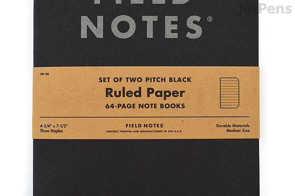Field Notes Pitch Black Note Books 4 75 X 7 5 64 Pages Ruled Pack Of 2 Jetpens