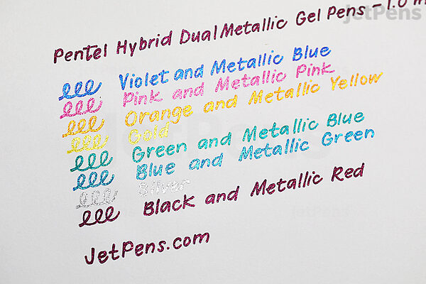 Pentel Hybrid Dual Gel Pen - Metallic Yellow & Orange