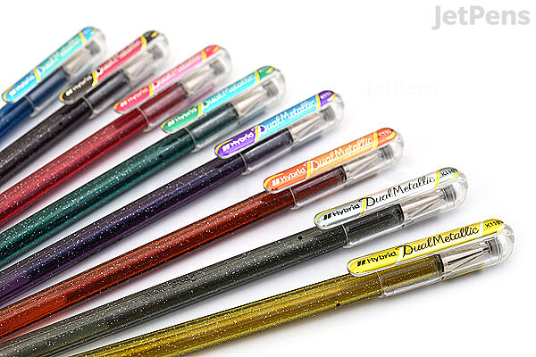 Pentel Hybrid Dual Metallic Liquid Ink Gel Pens Sparkly Glitter