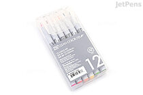 Kuretake ZIG Clean Color FB Felt Tip Brush Pen - 12 Color Set - Pure - KURETAKE FB-6000AT/12VC
