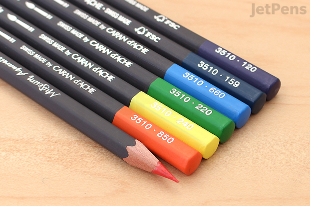 Select colors of the Caran d'Ache Museum Aquarelle Pencils.